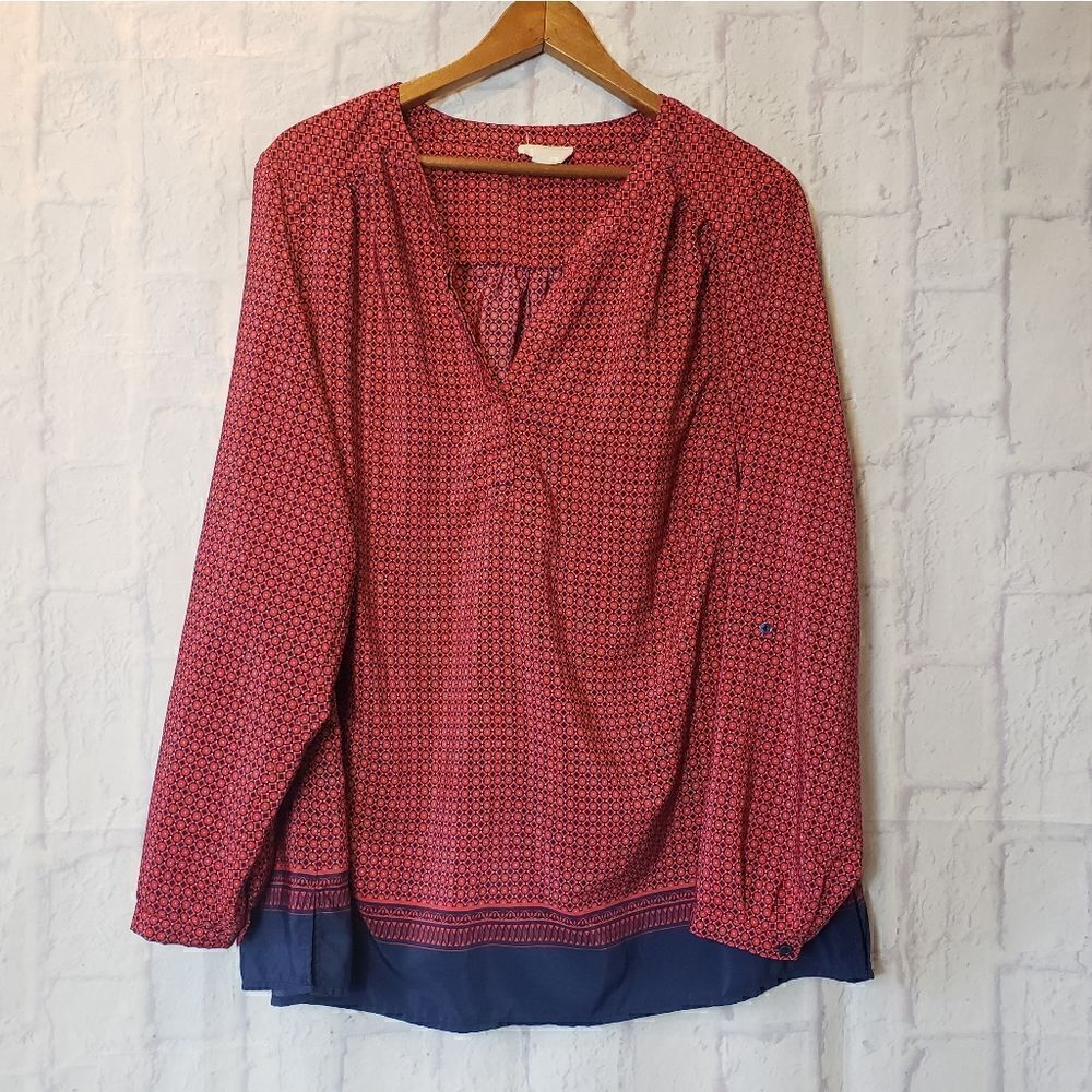 LUCY & LAUREL Patterned V-neck Blouse 1X